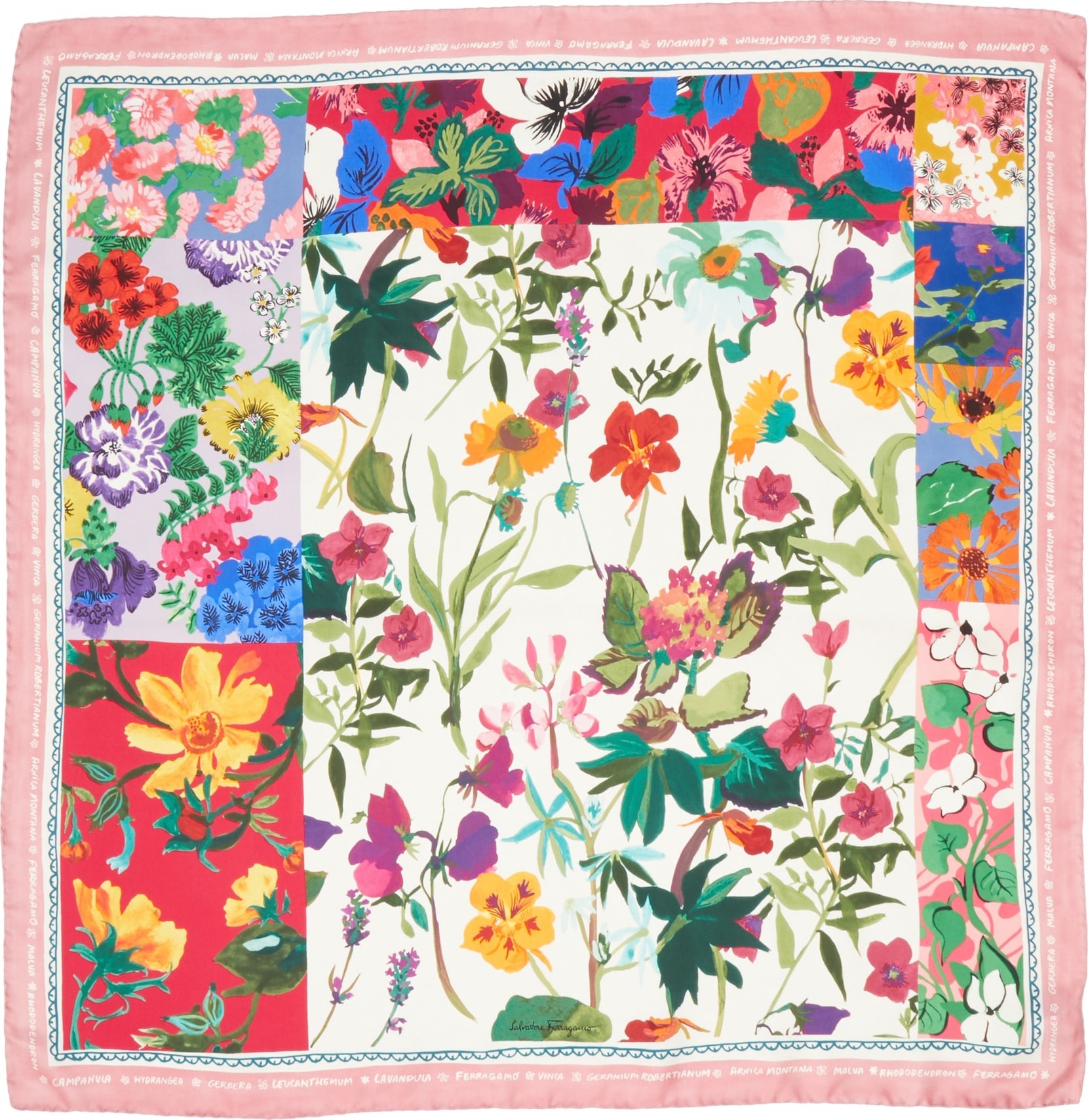 Salvatore Ferragamo Botanic Foulard Silk Scarf