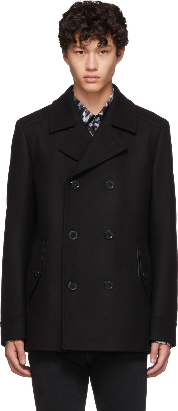 HUGO Black Virgin Wool Balno 1941 Coat