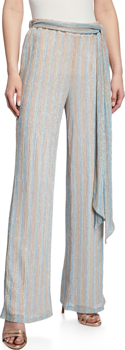MESTIZA NEW YORK Reina Metallic Striped Straight-Leg Pants