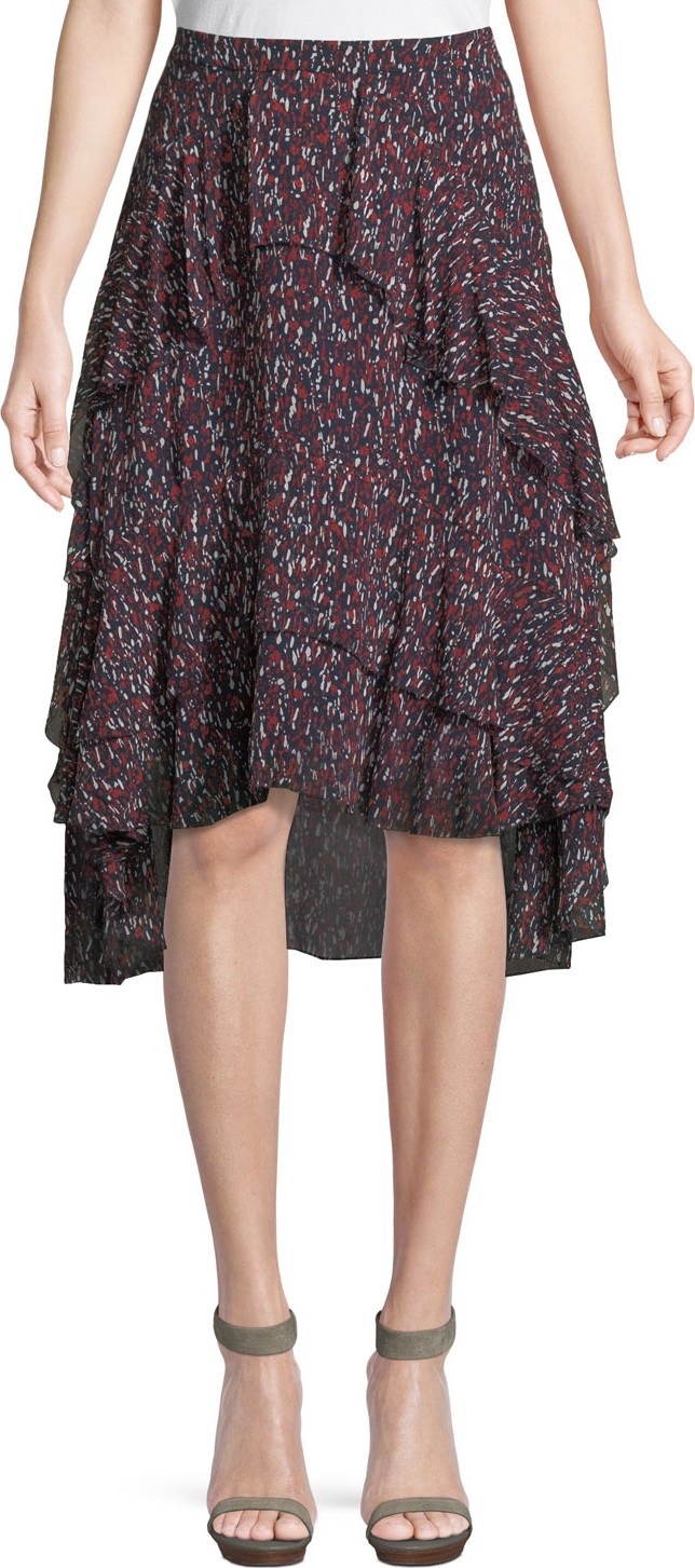 Joie Brigida Tiered Silk High-Low Skirt