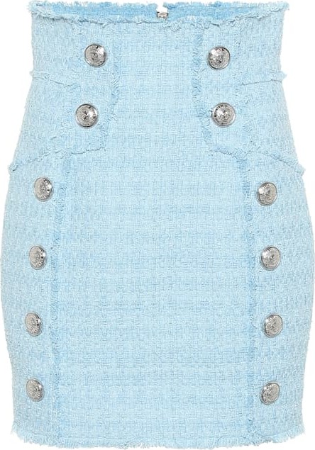 Balmain Cotton-blend tweed miniskirt