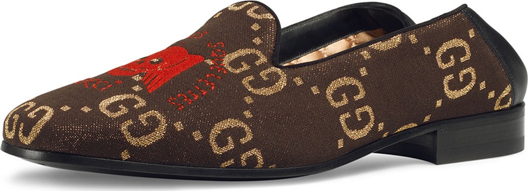 Gucci Men's Winged Skull-Embroidered Loafers