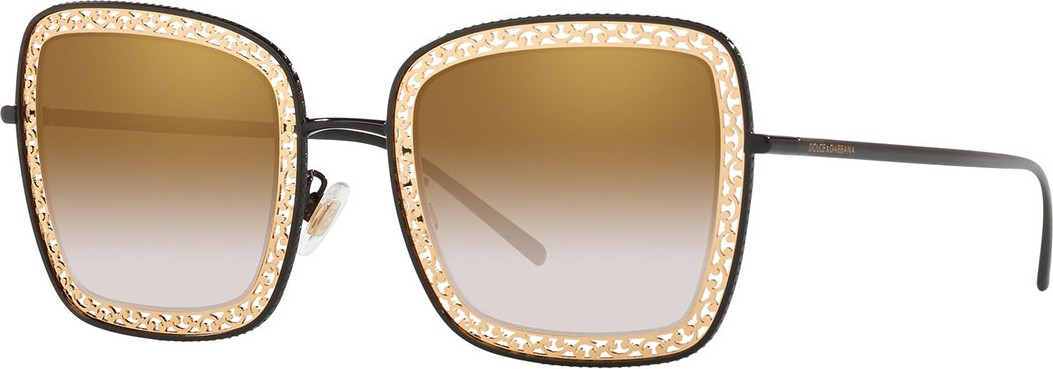 Dolce & Gabbana Mirrored Square Sunglasses w/ Metal Cutouts
