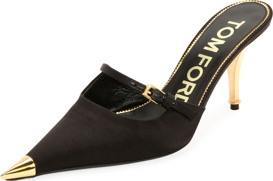 TOM FORD Satin Pointed Single-Strap Mules