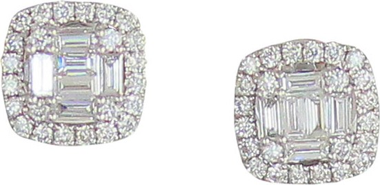 Frederic Sage 18k White Gold Diamond Cushion Earrings