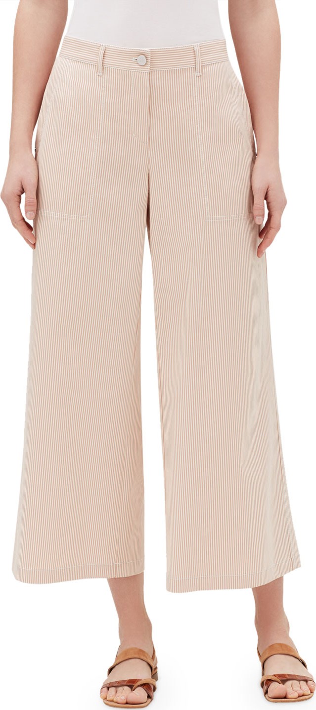 Lafayette 148 New York Fulton Majestic Micro Striped Cropped Wide-Leg Pants