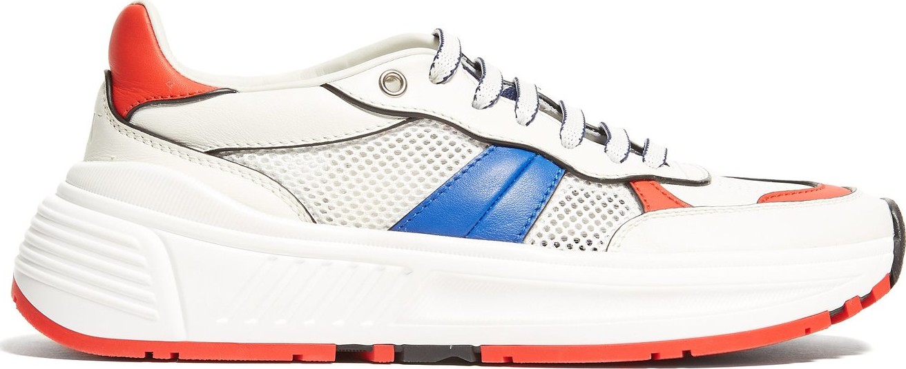 Bottega Veneta Contrast-panel low-top leather trainers
