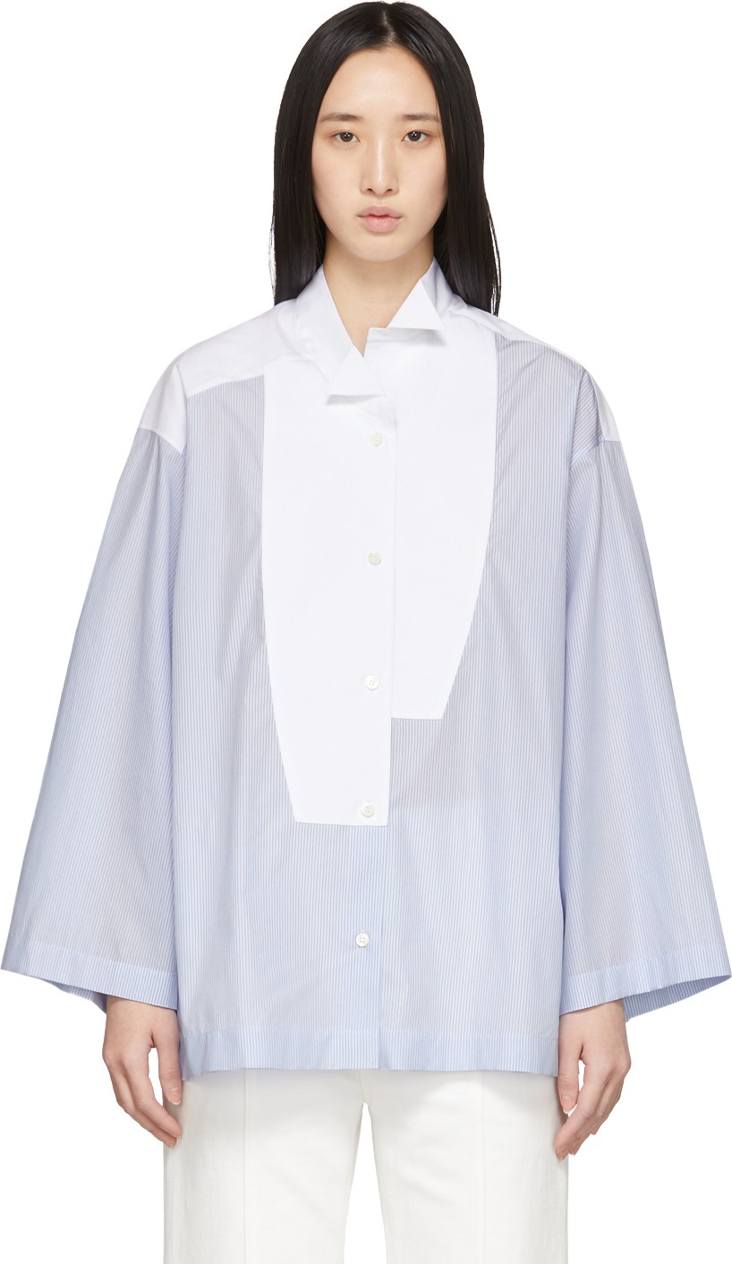 LOEWE Blue & White Striped Oversized Leaning Shirt