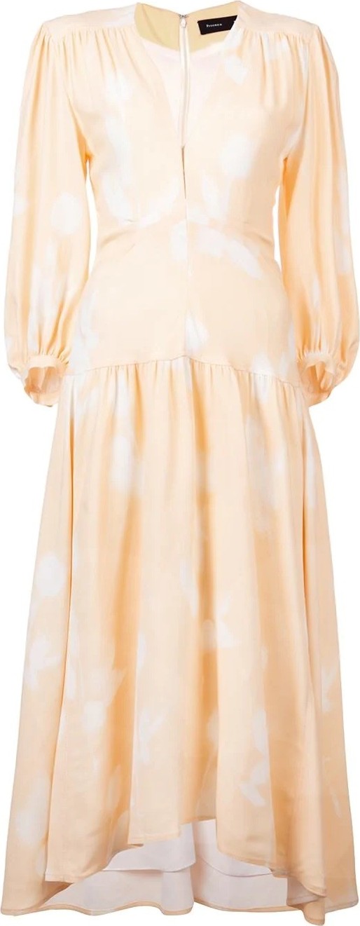 Proenza Schouler Rose Imprint Long Sleeve Dress