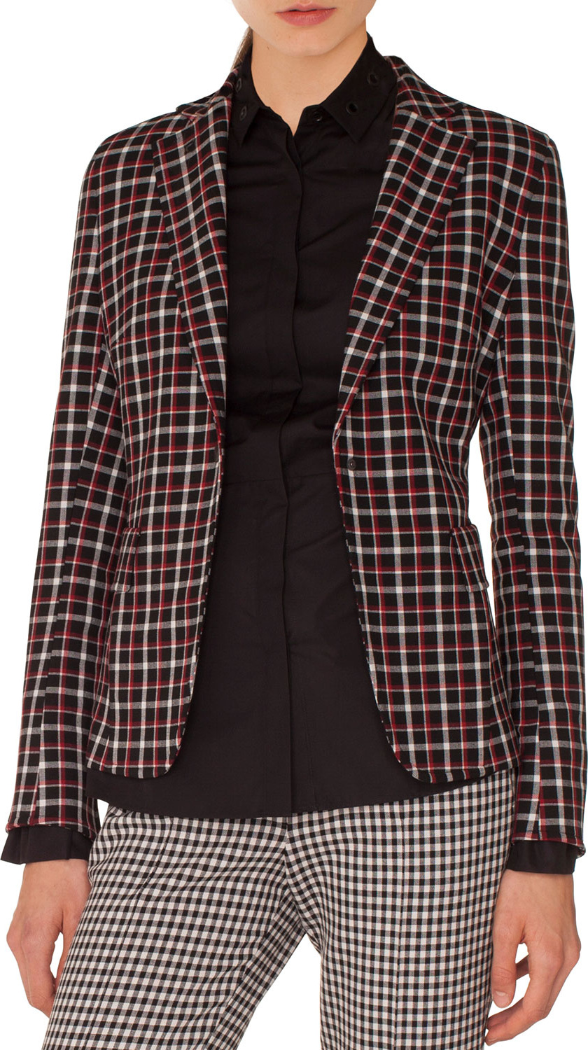 Akris Punto Single-Breasted Notched-Lapel Check Blazer