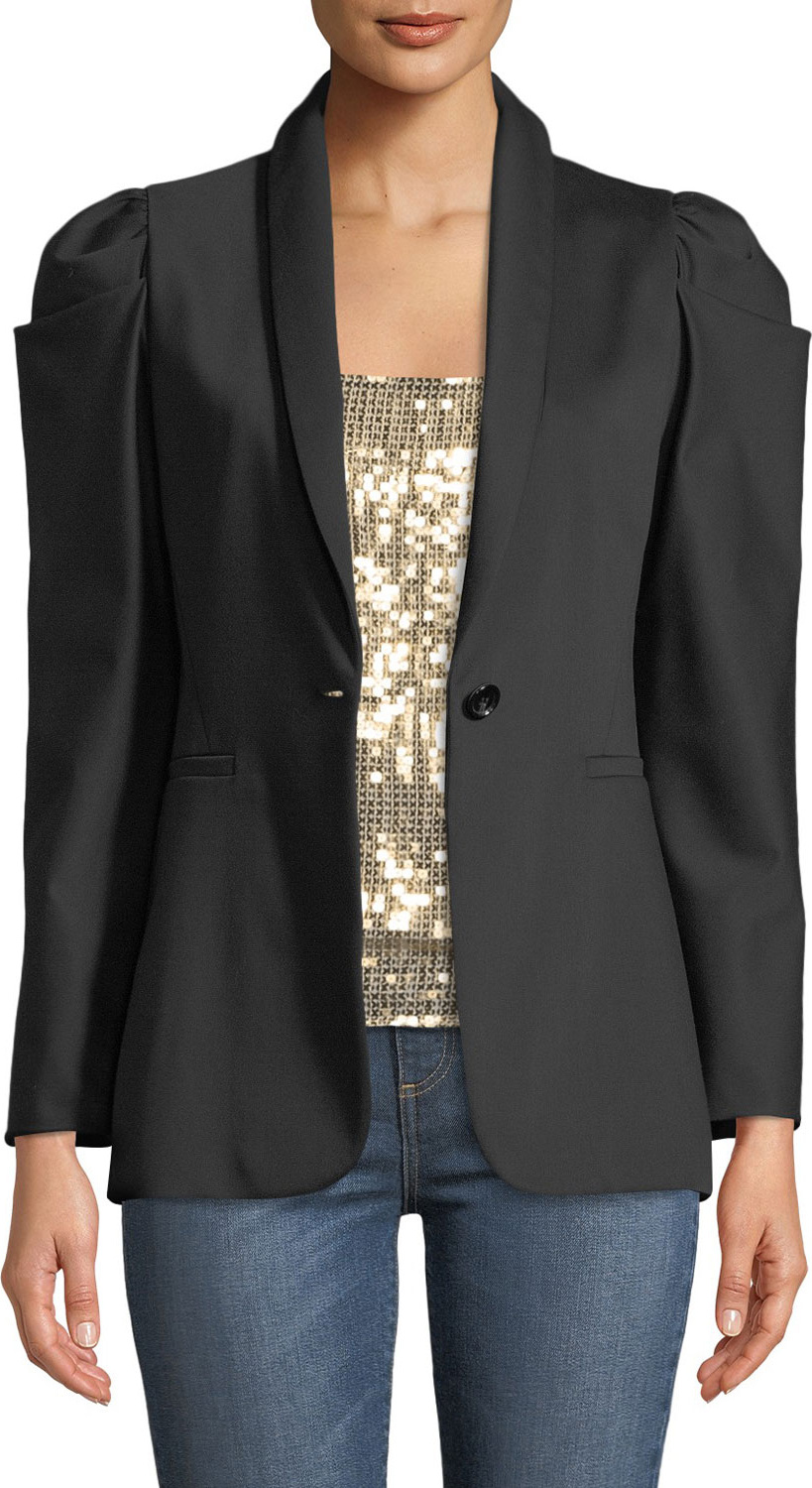 Alice + Olivia Morina Puff-Sleeve Single-Button Blazer