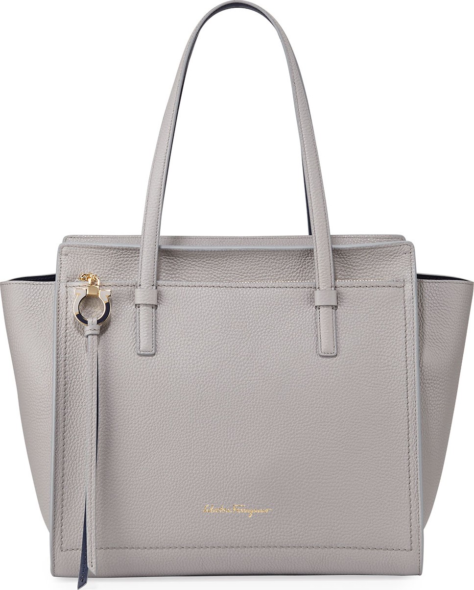 Salvatore Ferragamo Amy Pebbled Leather Top-Handle Bag