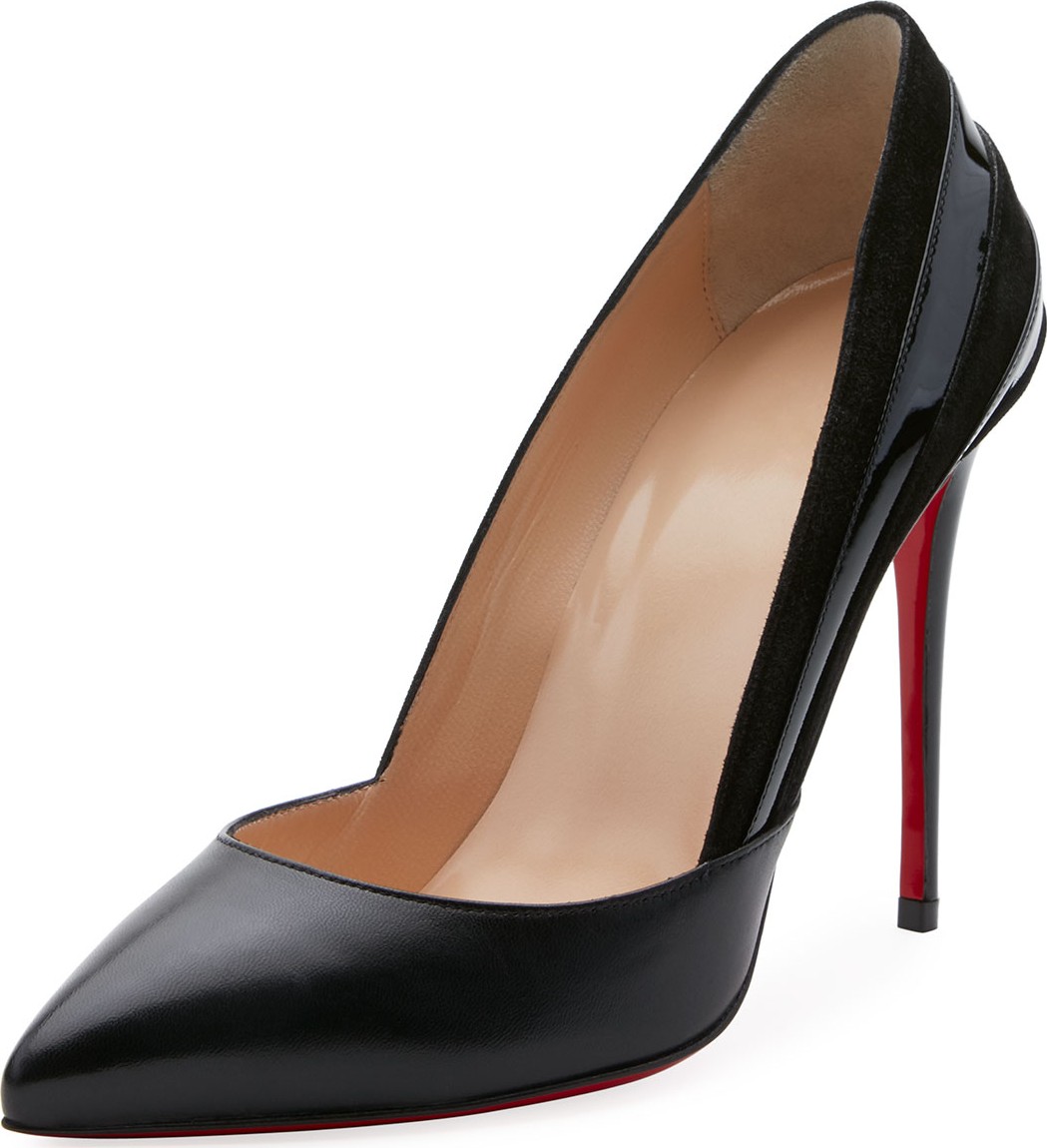 Christian Louboutin Super Leather/Suede Point-Toe Red Sole Pumps