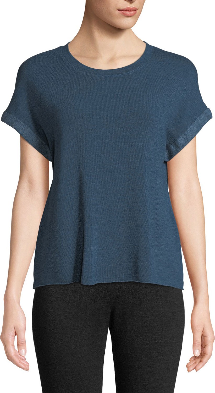 MONROW Raw-Edge Crewneck Jersey Tee