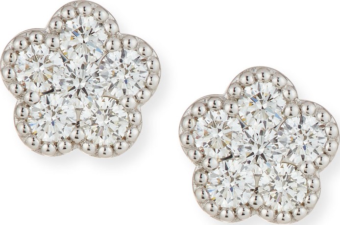 Roberto Coin 18k White Gold Diamond Flower Stud Earrings