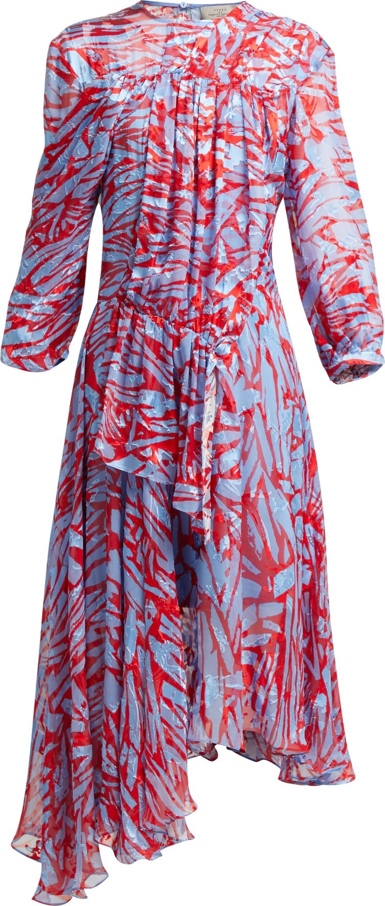 Preen Helen asymmetric-hem silk-blend dress