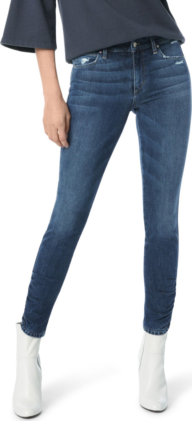 Joe's Jeans The Icon Skinny-Leg Ankle Jeans w/ Ruched Hem
