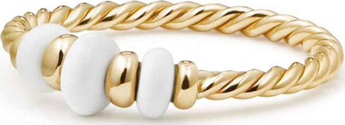 David Yurman 18k Gold Rio Rondelle Ring in White Agate, Size 7