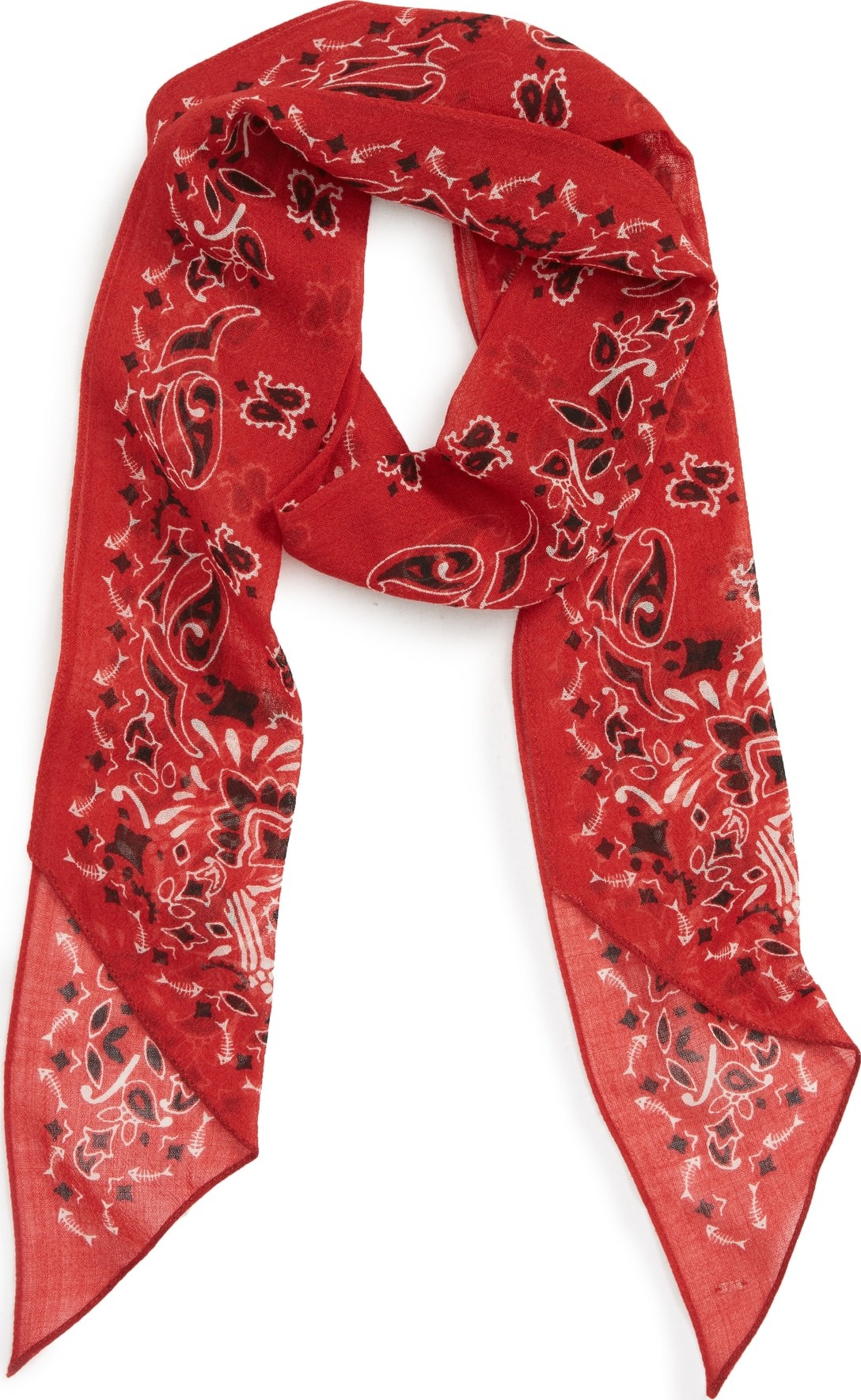 Saint Laurent Skull et Coeur Laval Skinny Wool Scarf