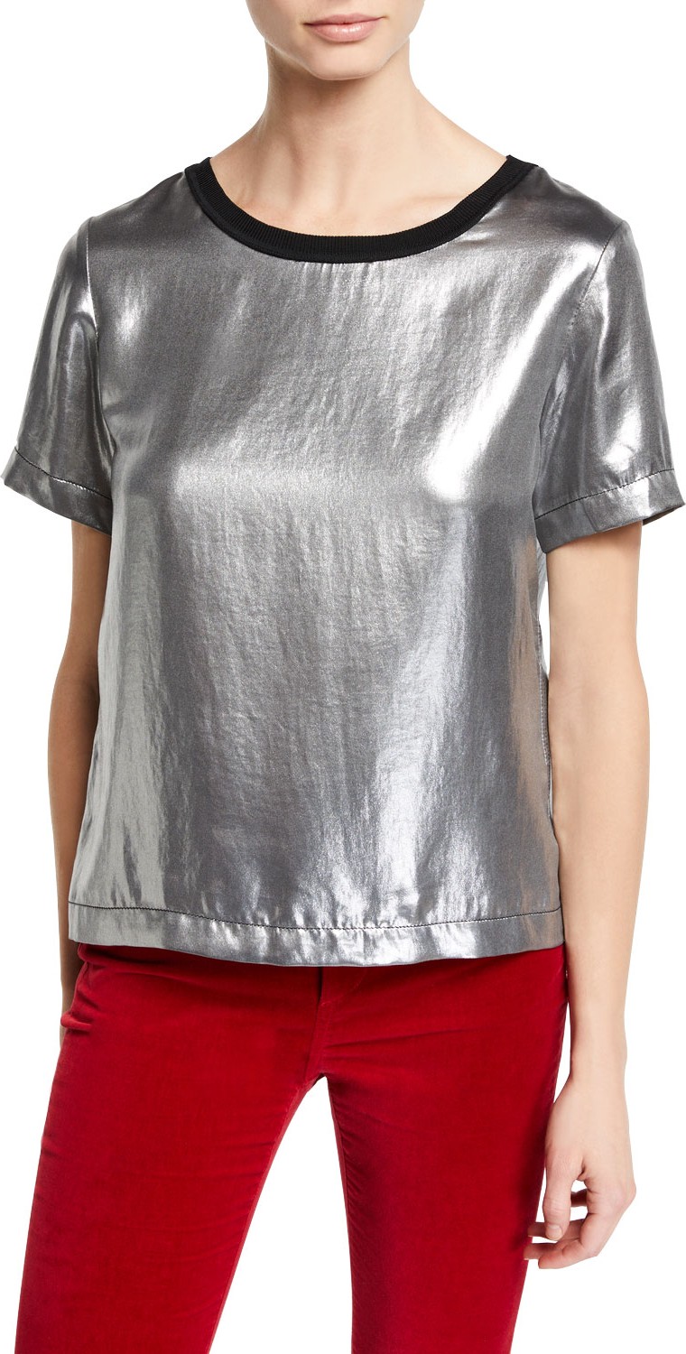 Rag & Bone Sloane Metallic Crewneck Tee