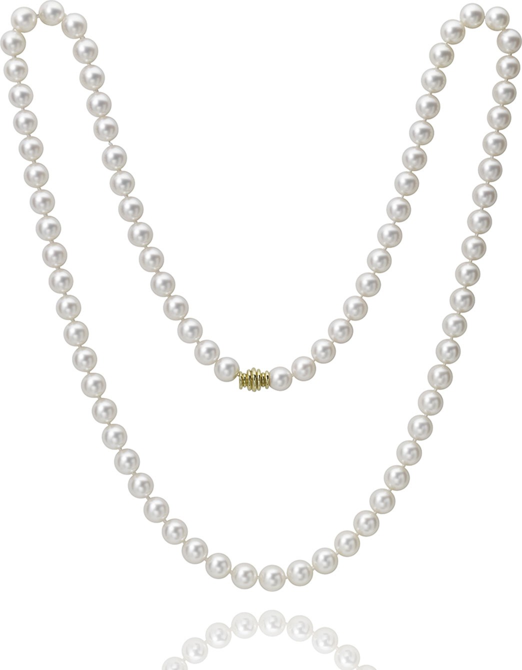 Assael Long Akoya 7.5mm Pearl-Strand Necklace w/ 18k Gold, 32"L
