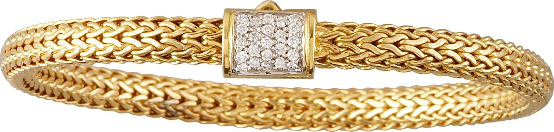John Hardy Diamond-Clasp Woven Chain Bracelet