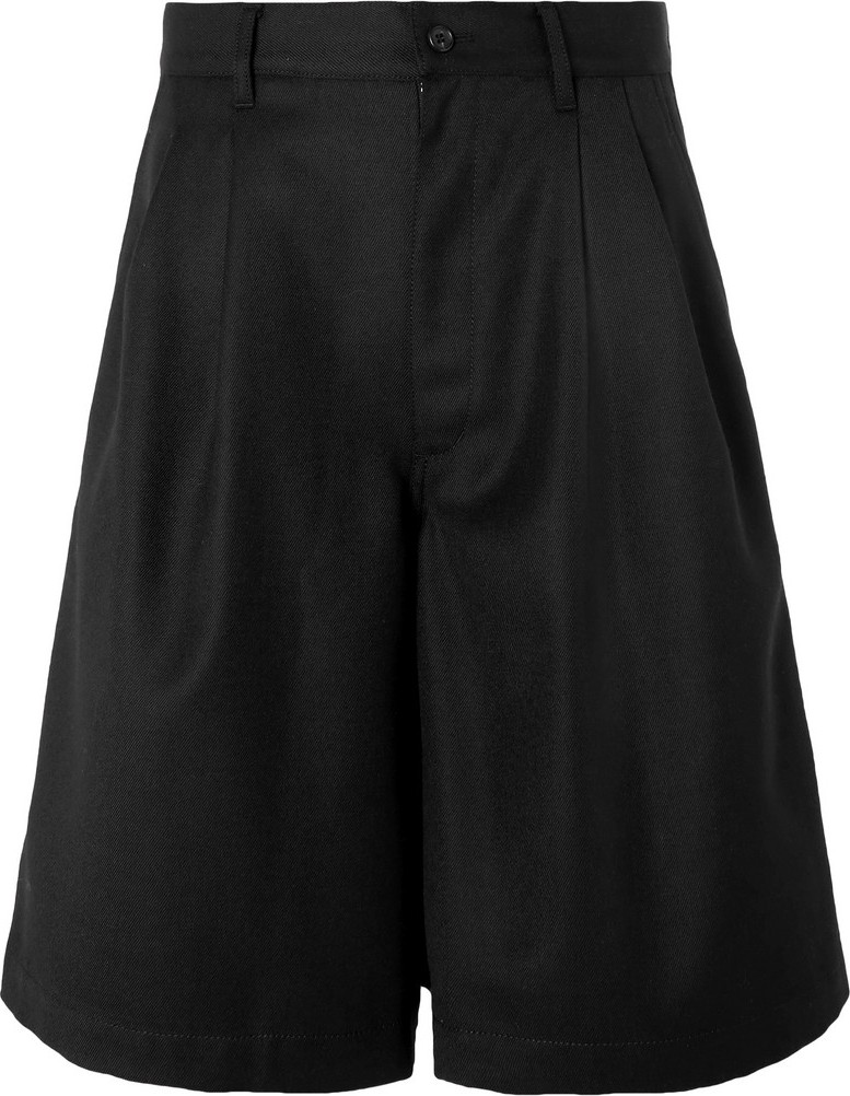 Comme Des Garcons Wide-Leg Pleated Wool-Twill Shorts