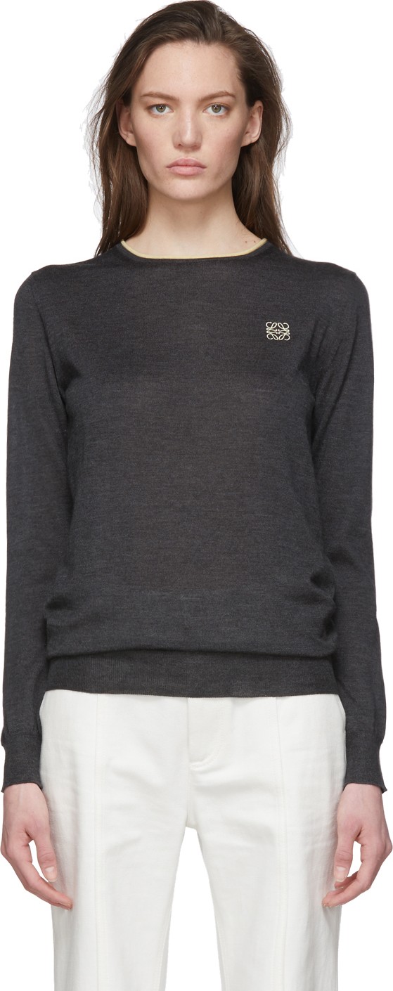 LOEWE Grey Cashmere Anagram Sweater