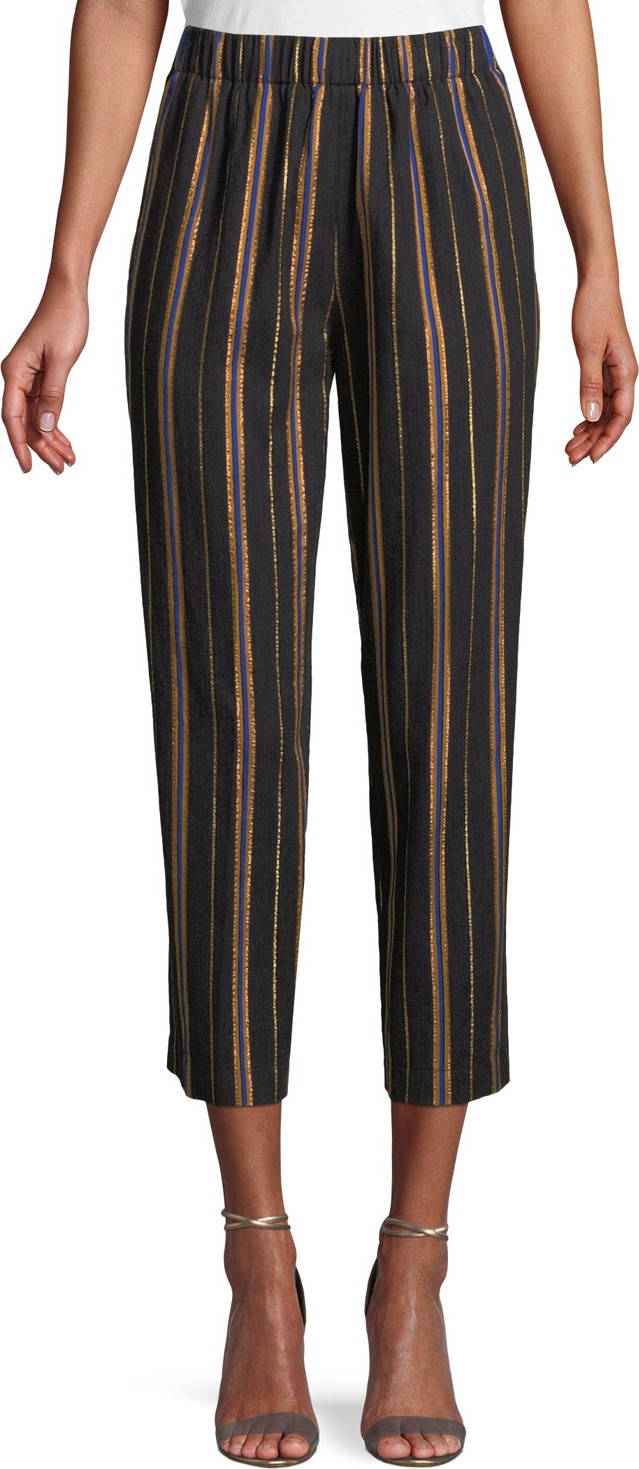 Forte Forte Masai Striped Metallic Cropped Pants