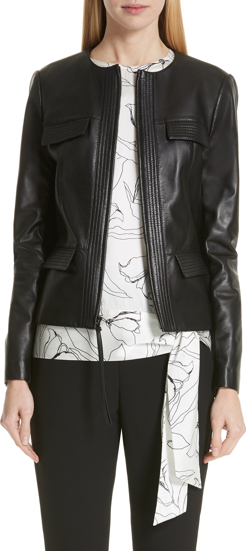 St. John Luxe Nappa Leather Jacket