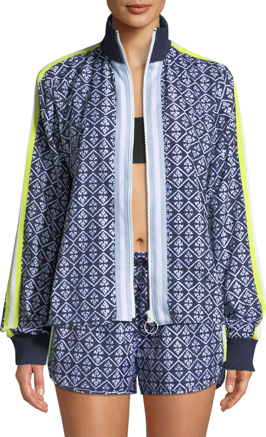 The Upside Ikat-Print Zip-Front Neon-Stripe Jacket