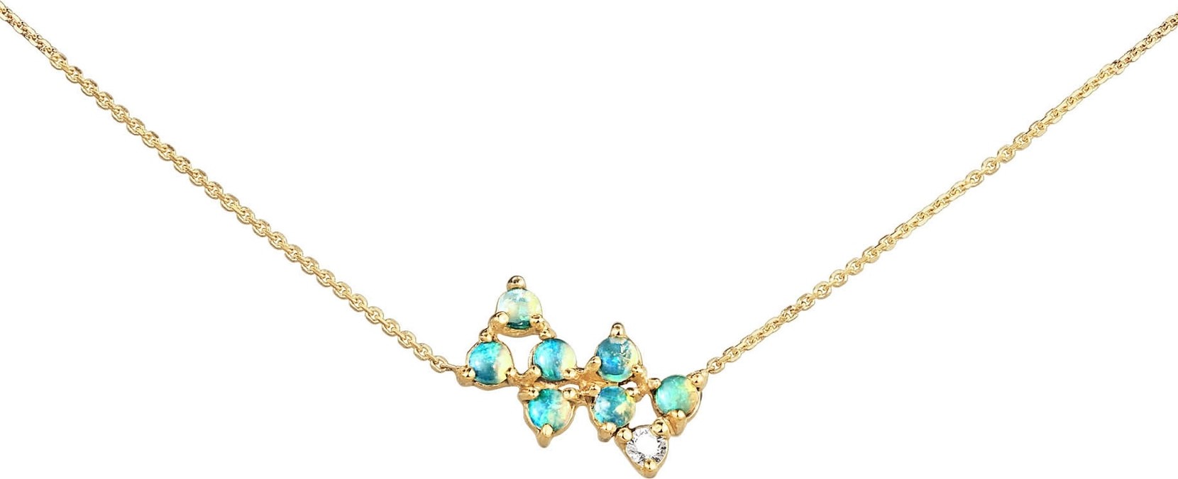 Wwake Opal & Diamond Bias Necklace