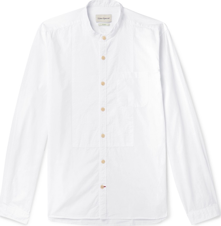 Oliver Spencer Grandad-Collar Bib-Front Organic Cotton Shirt