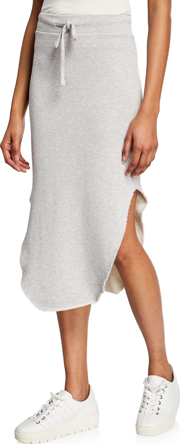 FOREO Drawstring Raw-Edge Long Fleece Skirt