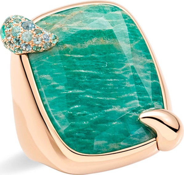 Pomellato 18k Rose Gold Amazonite & Tourmaline Ring