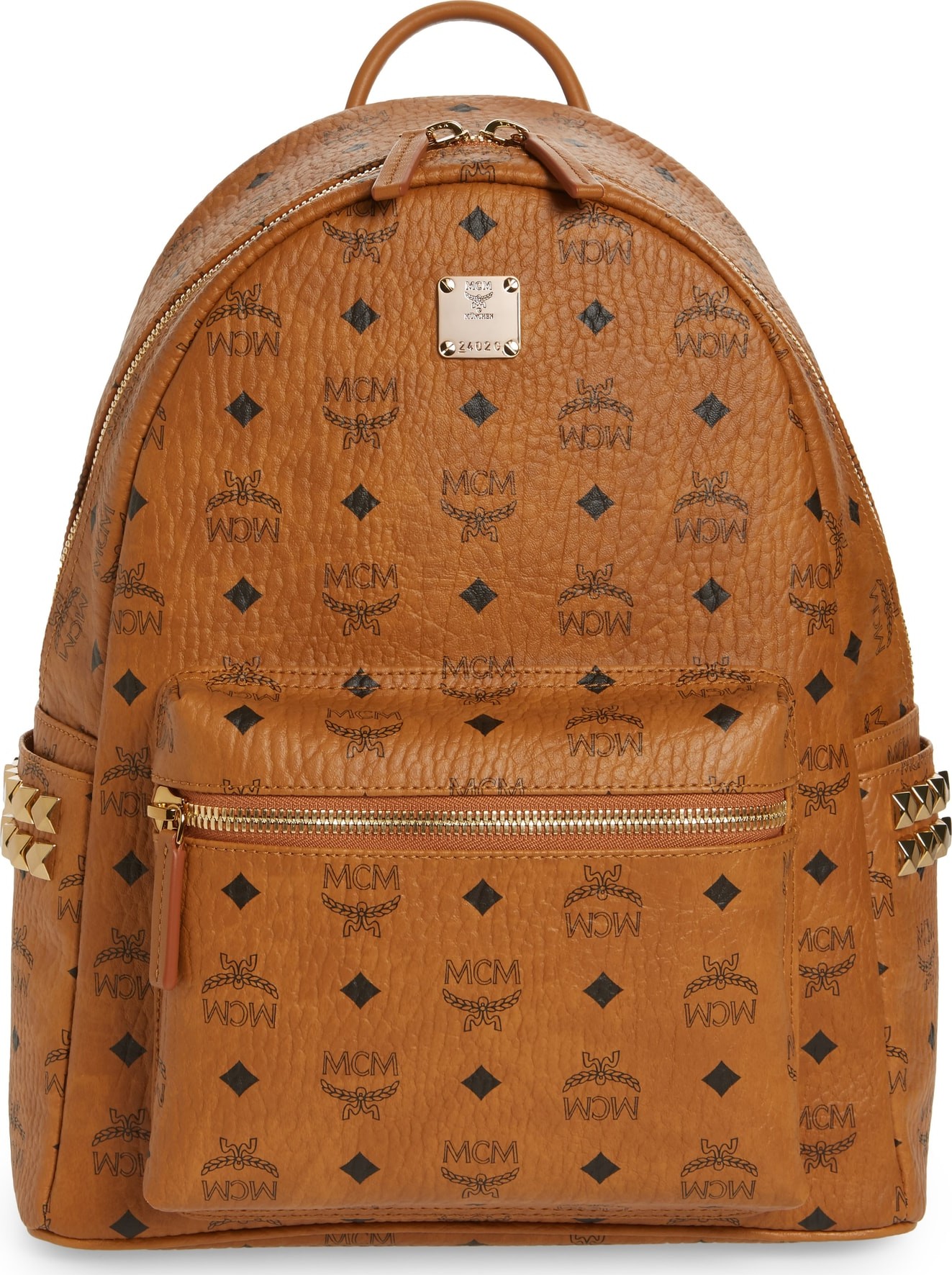 MCM Medium Stark Side Stud Coated Canvas Backpack