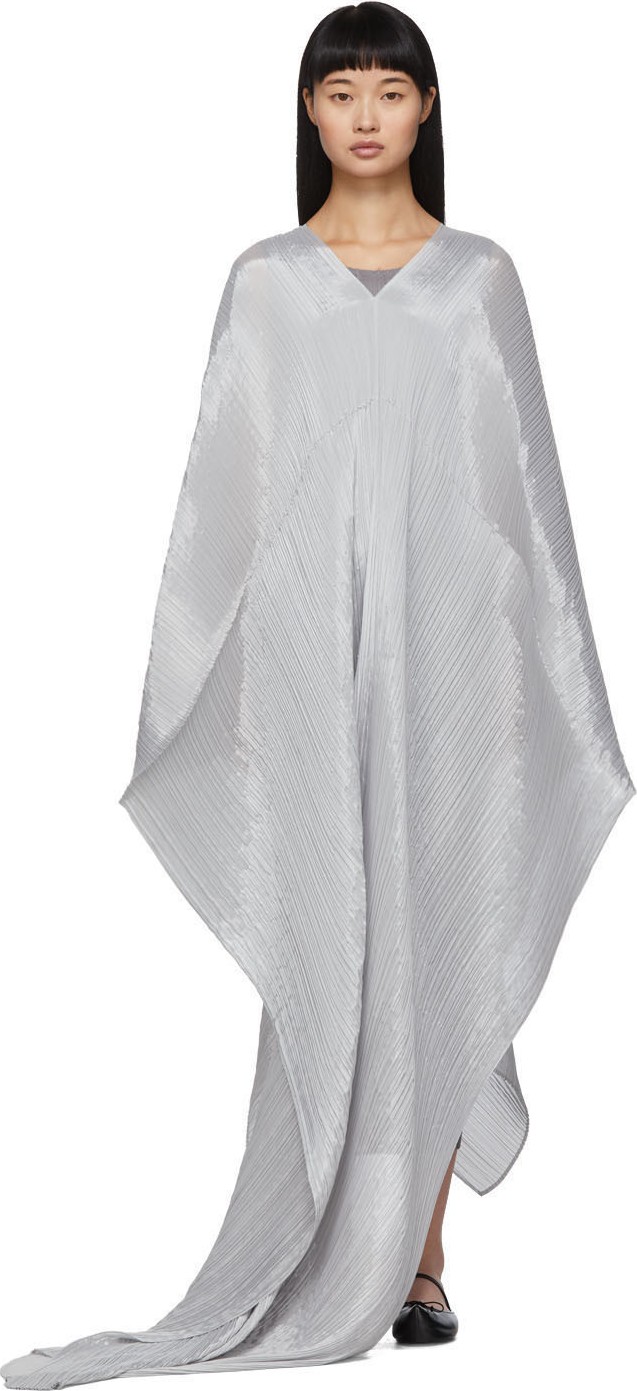 Pleats Please By Issey Miyake Grey Basic Madame-T Shawl