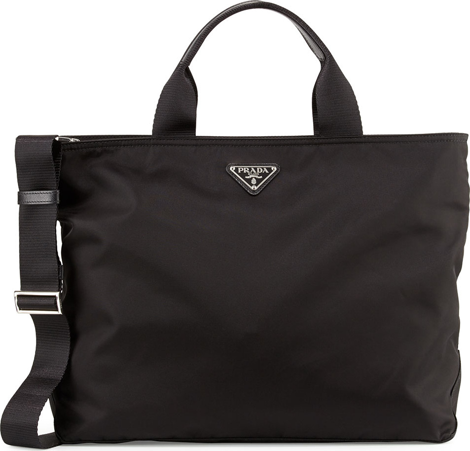 Prada Medium Double-Handle Nylon Tote Bag, Black (Nero)