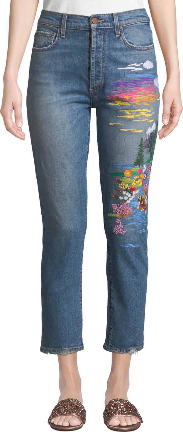 AO.LA by alice + olivia Amazing High-Rise Slim Girlfriend Jeans