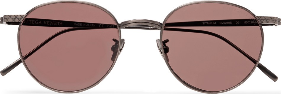 Bottega Veneta Round-Frame Titanium Sunglasses