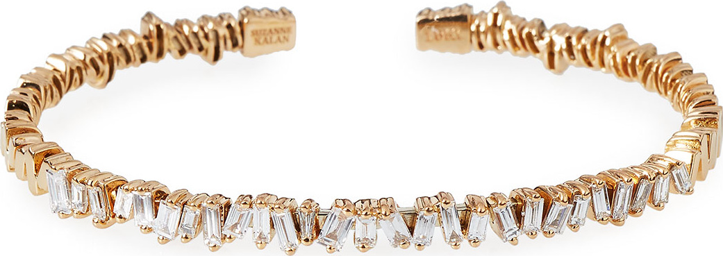Suzanne Kalan Baguette Diamond Bangle in 18K Rose Gold