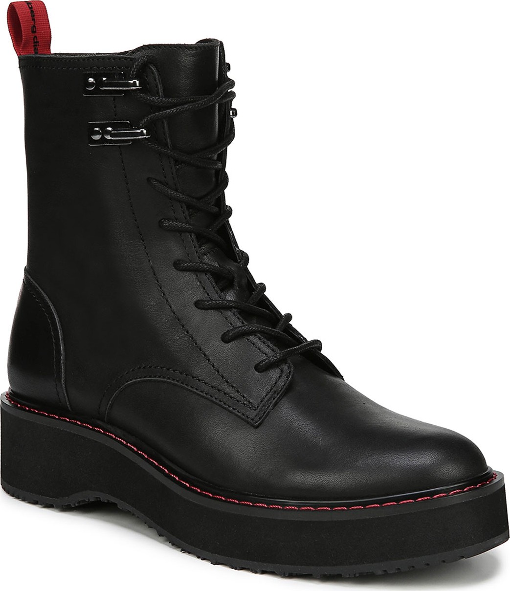 DIANE von FURSTENBERG Lace-Up Leather Combat Boots