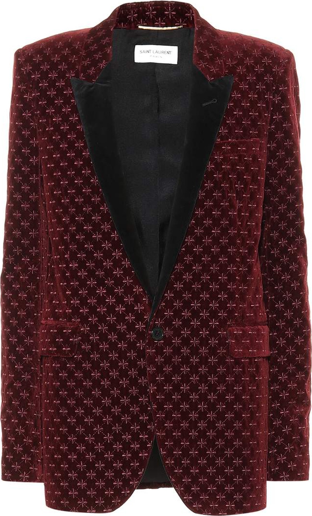 Saint Laurent Star embroidered velvet blazer