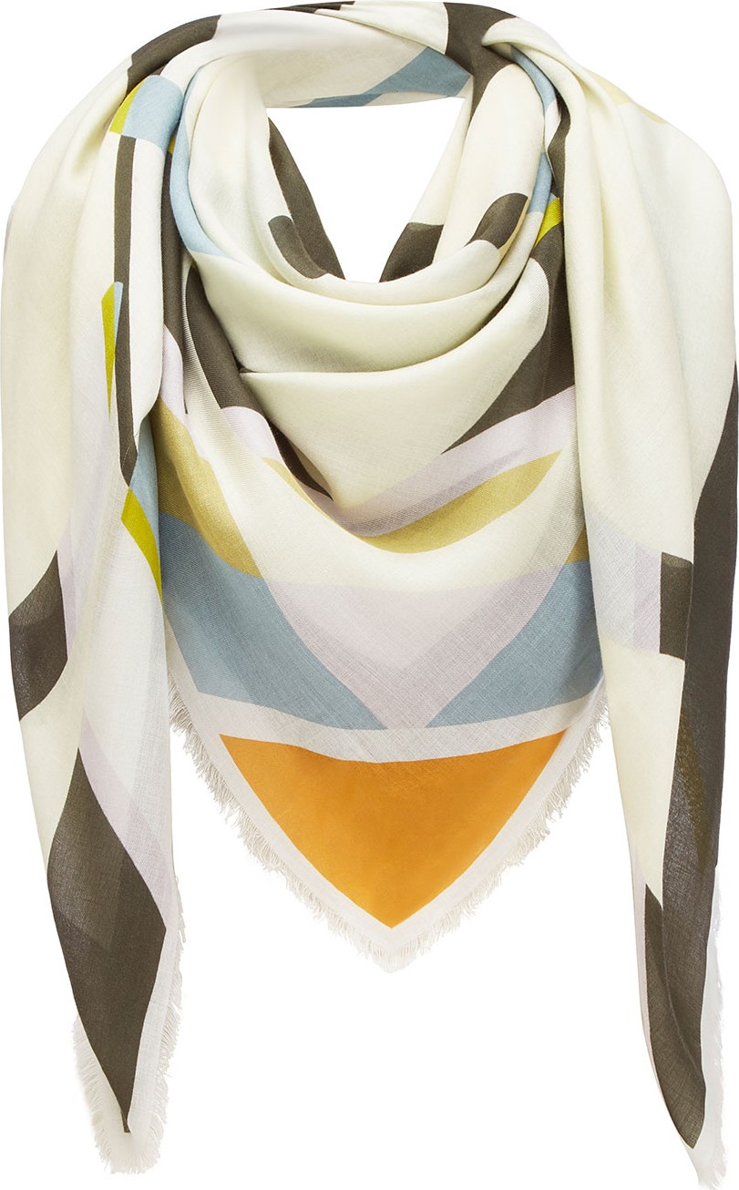 LOEWE Striped Anagram-Print Fringe Scarf