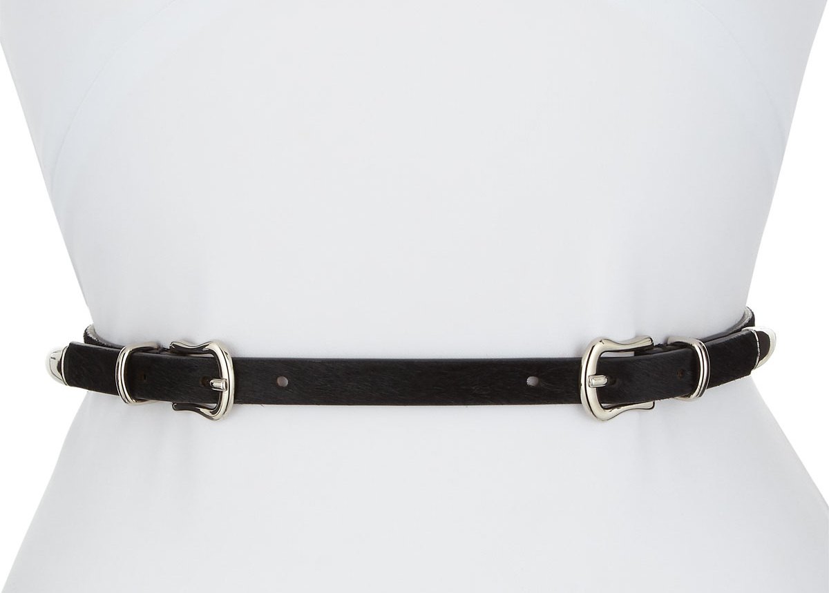 Veronica Beard Luma Double-Buckle Calf Hair Belt