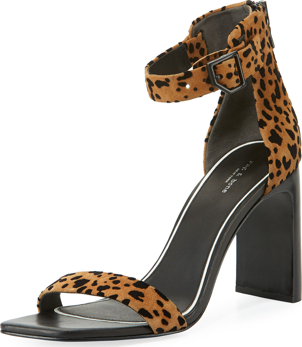 Rag & Bone Ellis Cheetah Flocked Suede Ankle-Wrap Sandals