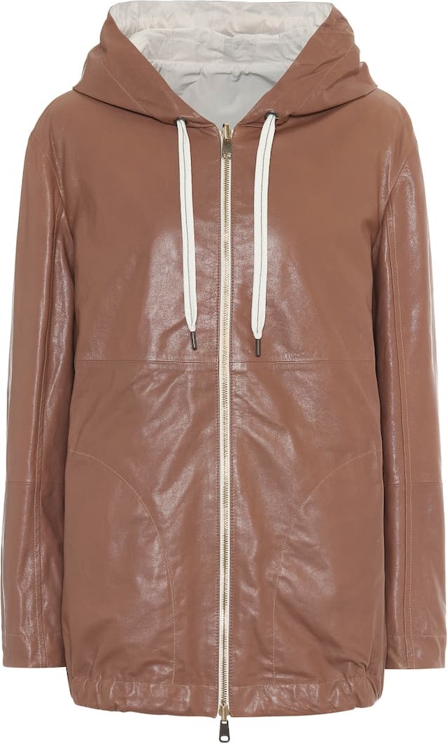 Brunello Cucinelli Reversible leather and cotton jacket
