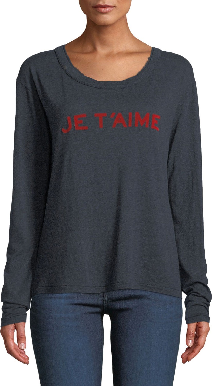 Zadig & Voltaire Willy Chine Scoop-Neck Long-Sleeve Tee