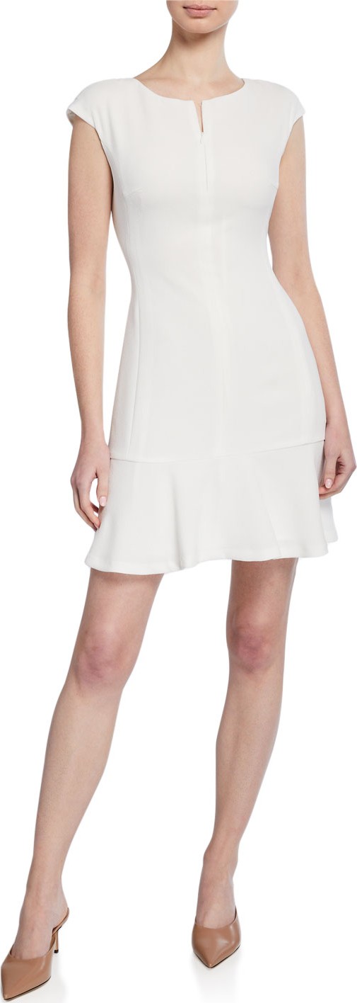 Club Monaco Wikendah Cap-Sleeve Zip-Front Short Dress