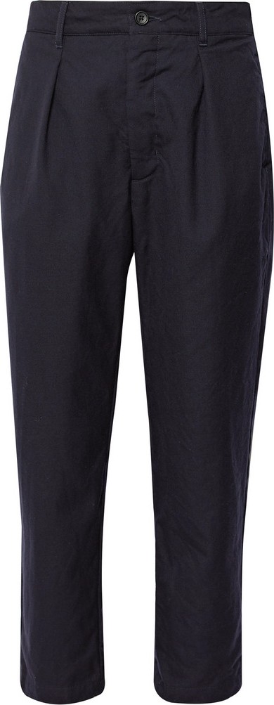 Engineered Garments Navy Pleated Wool Trousers